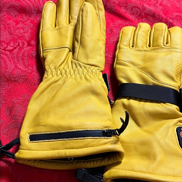 Ororo Yellow Leather Heated Gloves Size M Great Shape Battery Heating - Picture 15 of 16